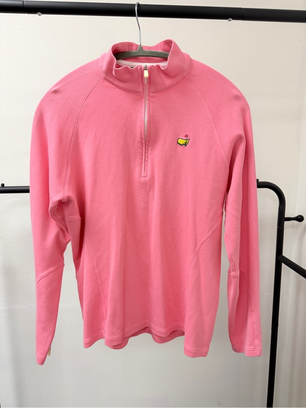 Bobby Jones Pink 1/4 Zip Pullover Mock Neck Sweater 100% Cotton Golf Womens L